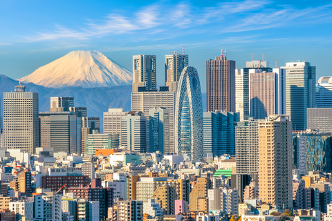 Die Skyline von Tokyo vor den Hintergrund der Mount Fuji San.