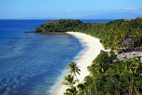 Yasawa Island Strand auf den Fiji Inseln.  Relaxen in der Südsee auf der Australien, Neuseeland und Fiji Reise.