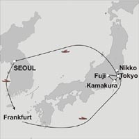Karte der Tokio und Seoul Städtereise