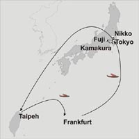 Karte der Tokio und Taiwan Städtereise